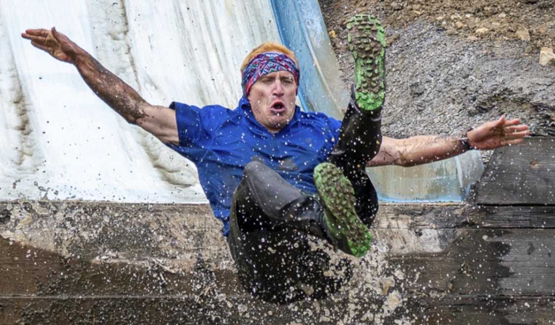 Death slide obstacle at Bog Commander in the Peak District